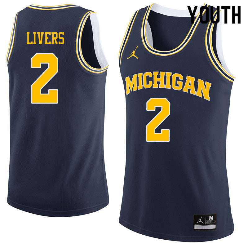 Youth #2 Isaiah Livers Michigan Wolverines College Basketball Jerseys Sale-Navy